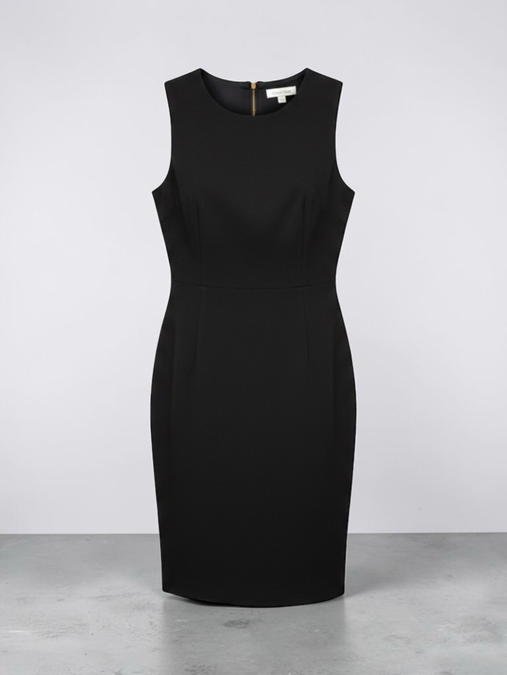 Calvin Klein Sleeveless Black Midi Sheath Dress